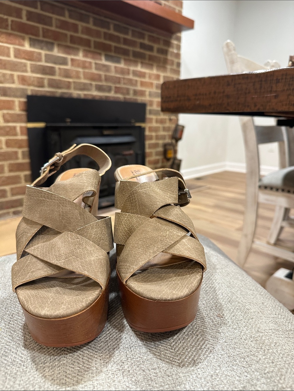 a.n.a Taupe Crisscross Platform Sandals